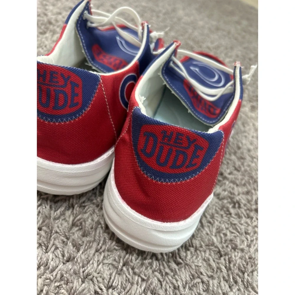 Chicago cubs baseball Blue Red Canvas Slip On Loafers Mens Size 12 EU 45